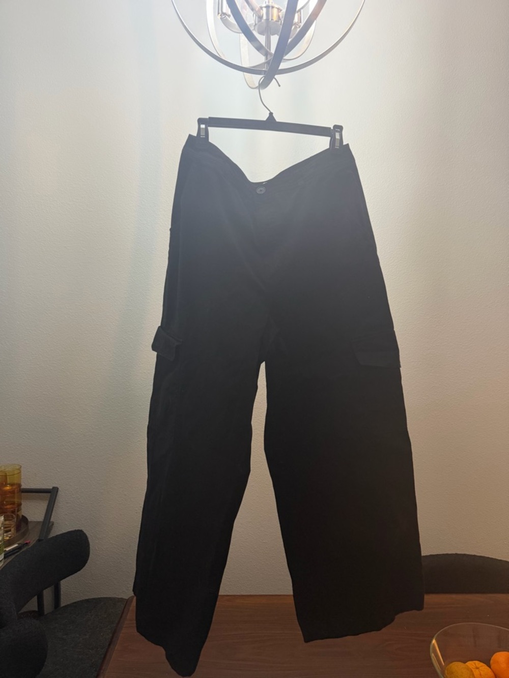 Womens BP Black Wide-Leg Cargo Pants - Classic Utility Style